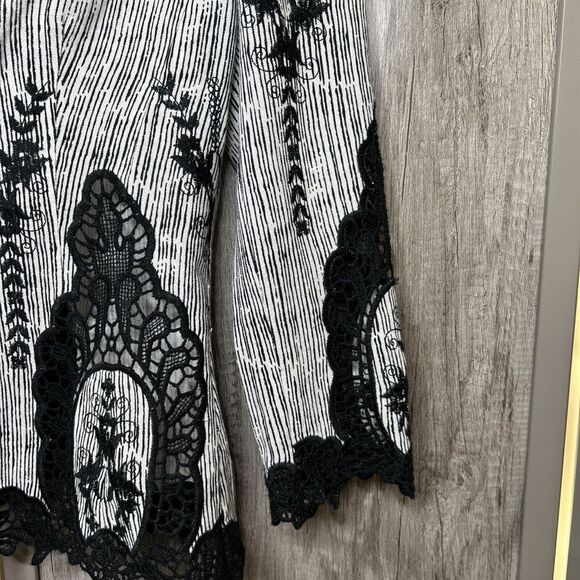 Alberto Makali Linen Top Embroidered Lace Size 4 - Picture 5 of 7
